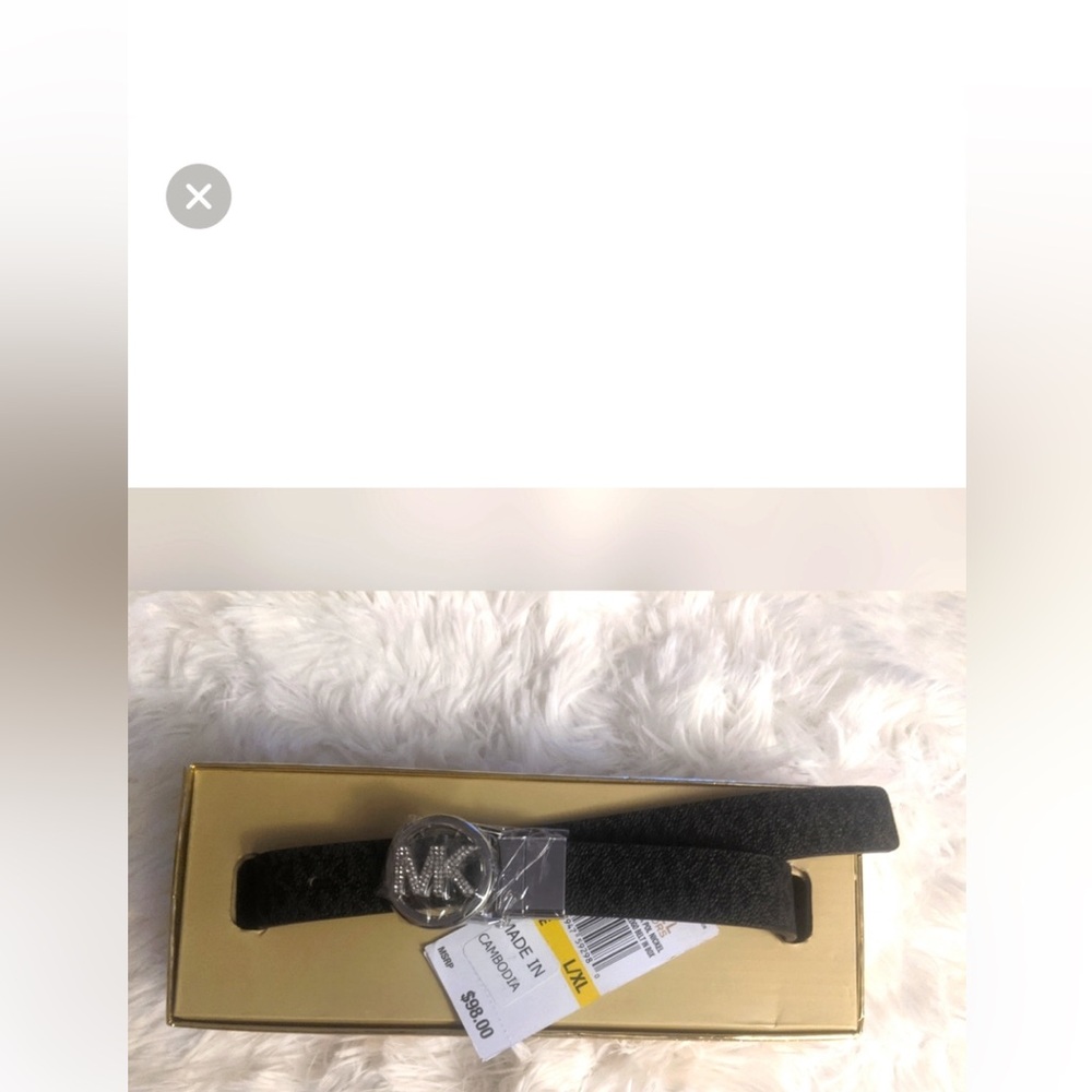 Michael Kors Black Belt with Silver MK Logo